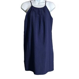 Monteau Women's Spaghetti Pleated Blue Mini Shift Dress Size XS